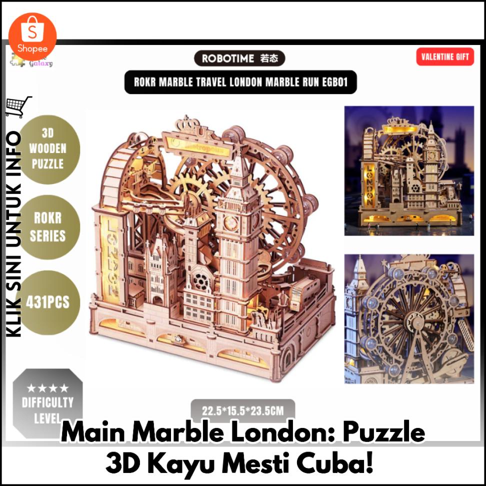 Main Marble London: Puzzle 3D Kayu Mesti Cuba!