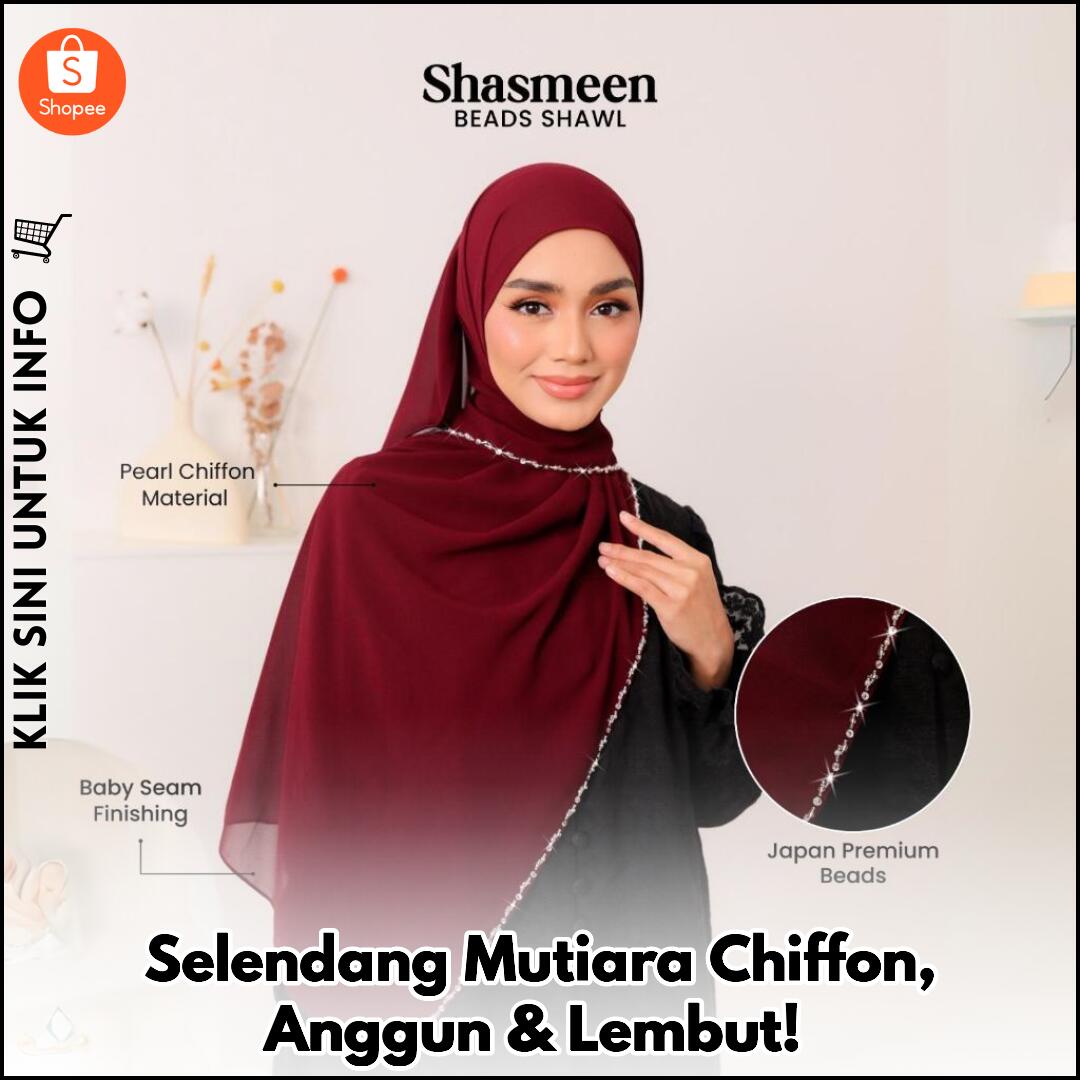 Selendang Mutiara Chiffon, Anggun & Lembut!