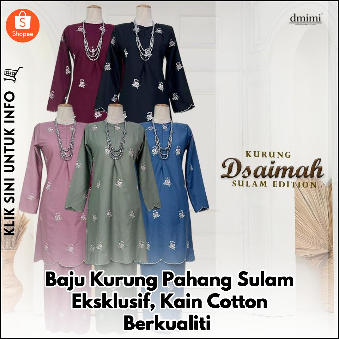 Baju Kurung Pahang Sulam Eksklusif, Kain Cotton Berkualiti