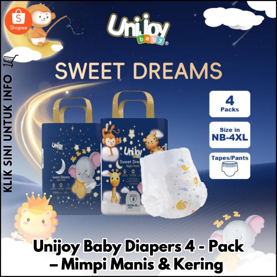 Unijoy Baby Diapers 4-Pack – Mimpi Manis & Kering