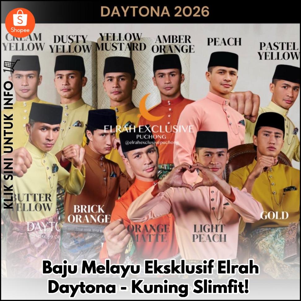 Baju Melayu Slimfit Eksklusif Warna Kuning Menawan