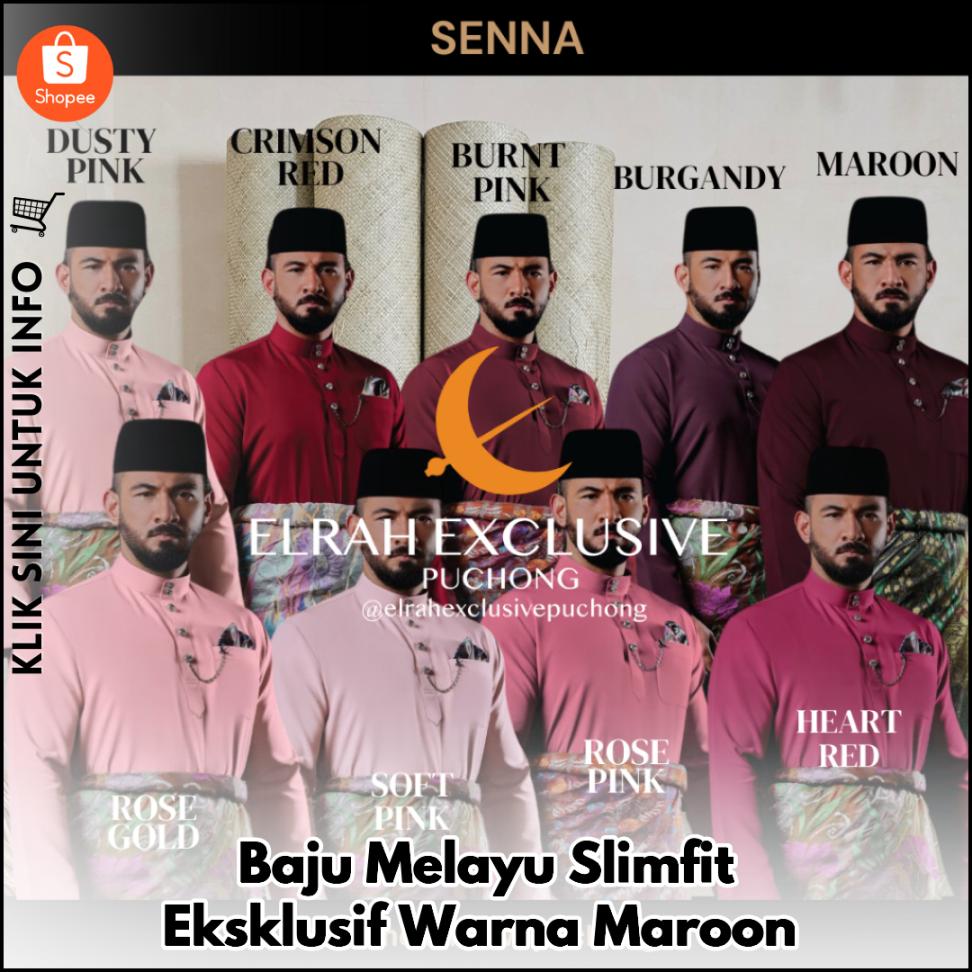 Baju Melayu Slimfit Eksklusif Warna Maroon
