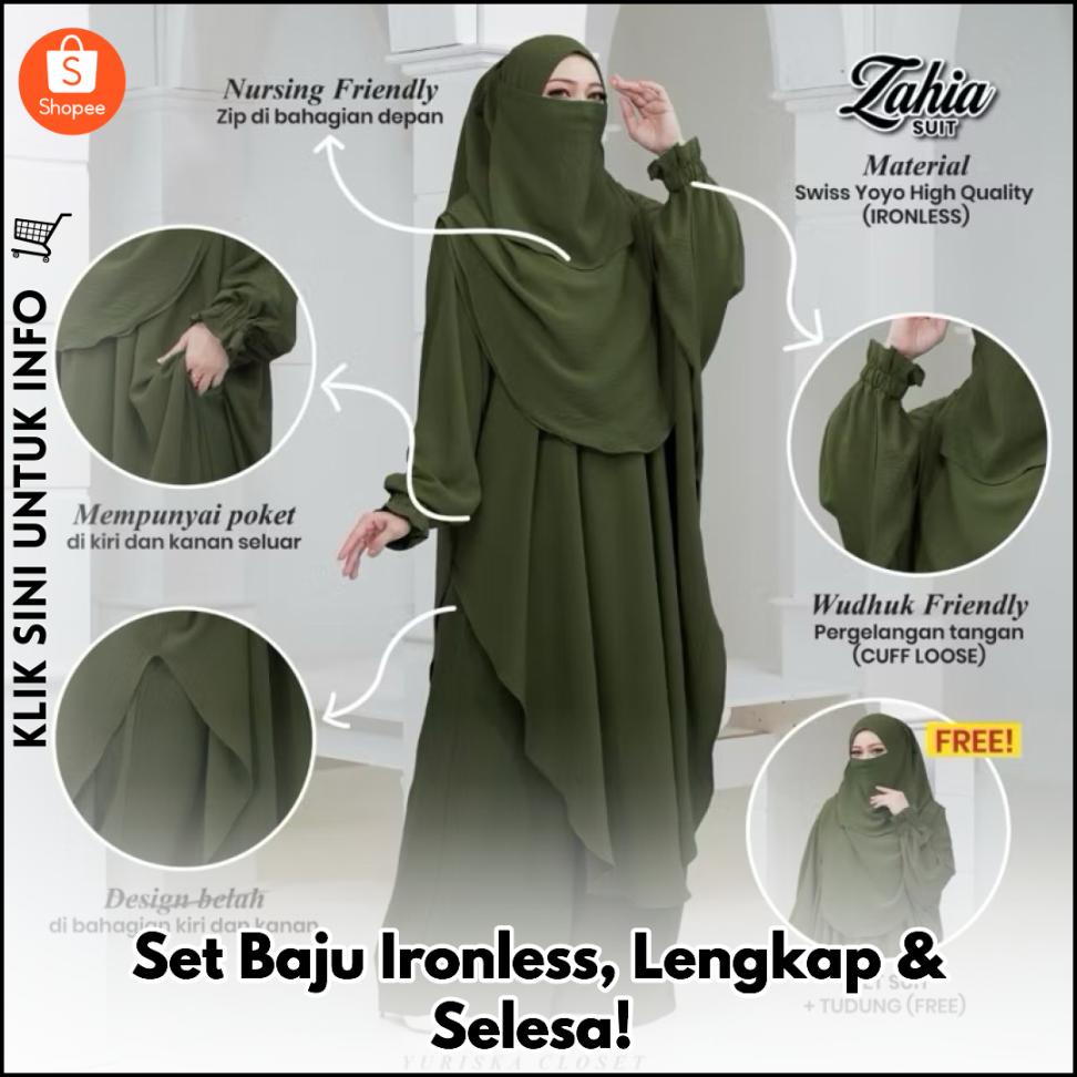 Set Baju Ironless, Lengkap & Selesa!