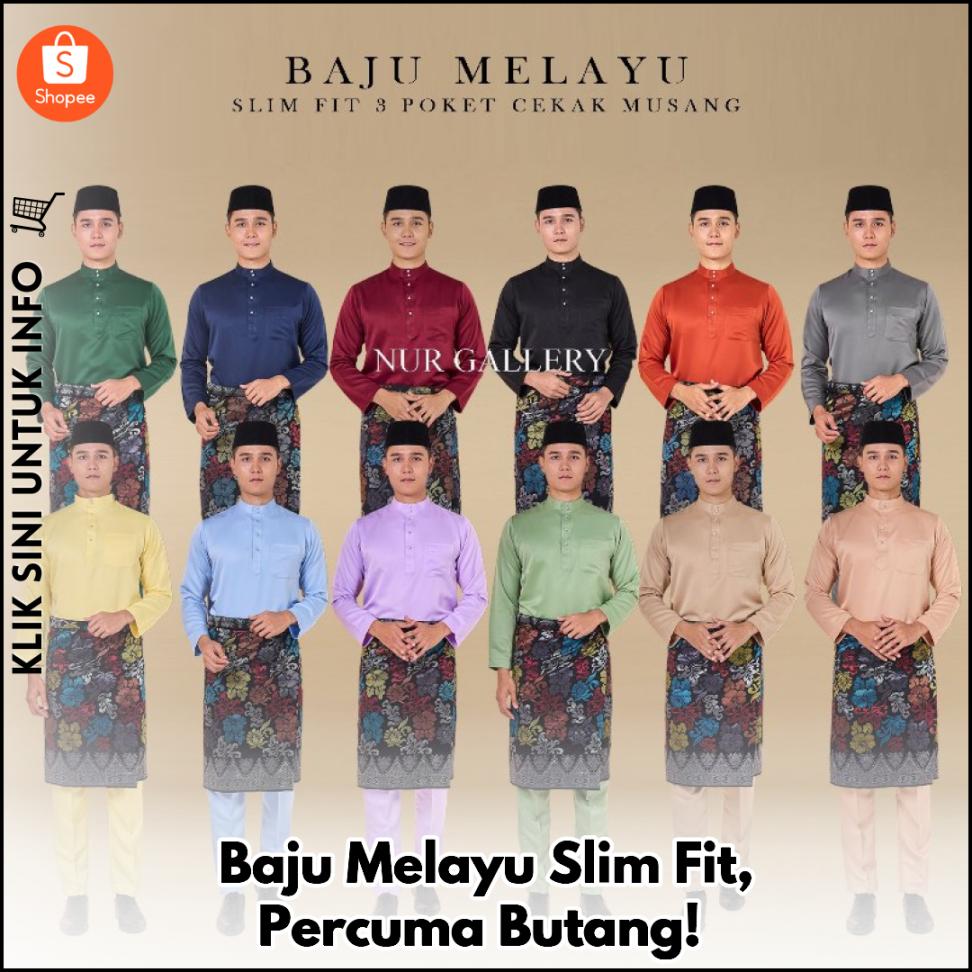 Baju Melayu Slim Fit, Percuma Butang!