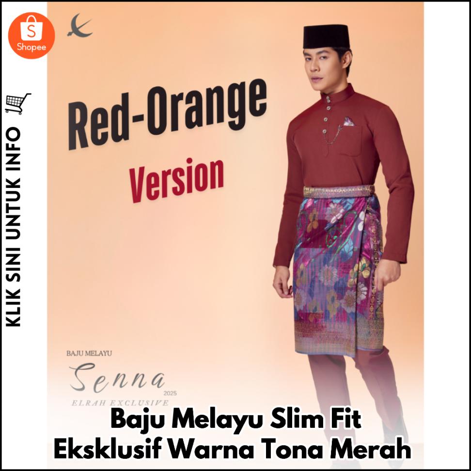 Baju Melayu Slim Fit Eksklusif Warna Tona Merah