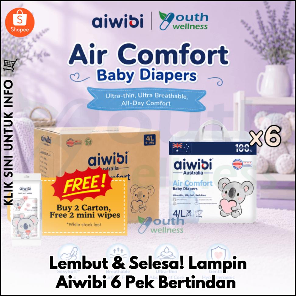 Lembut & Selesa! Lampin Aiwibi 6 Pek Bertindan