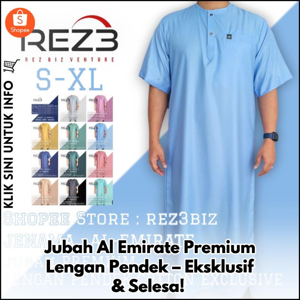 Jubah Al Emirate Premium Lengan Pendek – Eksklusif & Selesa!