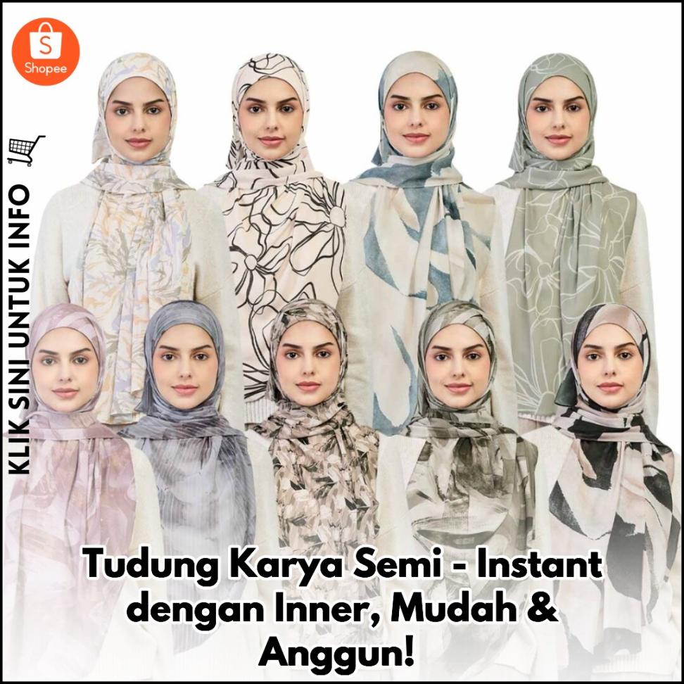 Tudung Karya Semi-Instant dengan Inner, Mudah & Anggun!