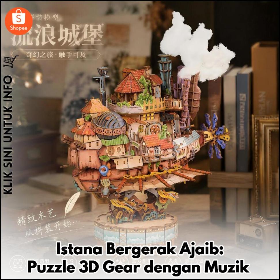 Istana Bergerak Ajaib: Puzzle 3D Gear dengan Muzik