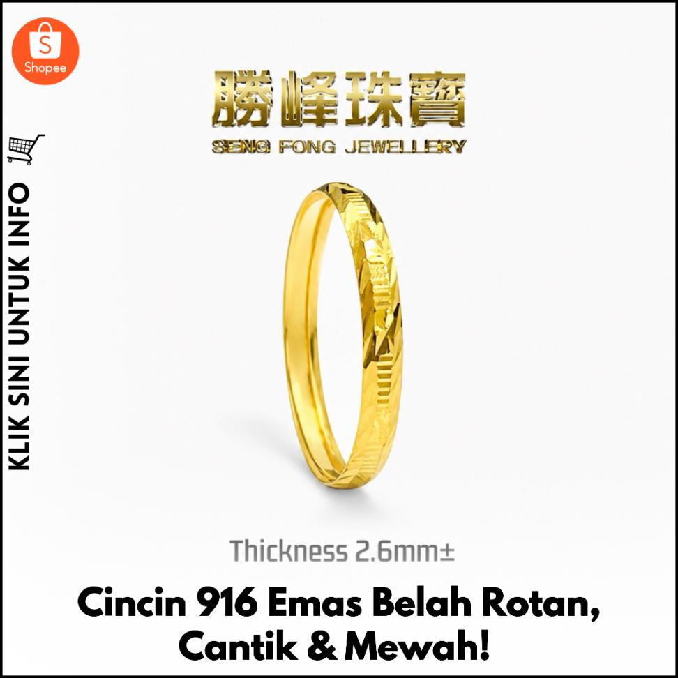 Cincin 916 Emas Belah Rotan, Cantik & Mewah!