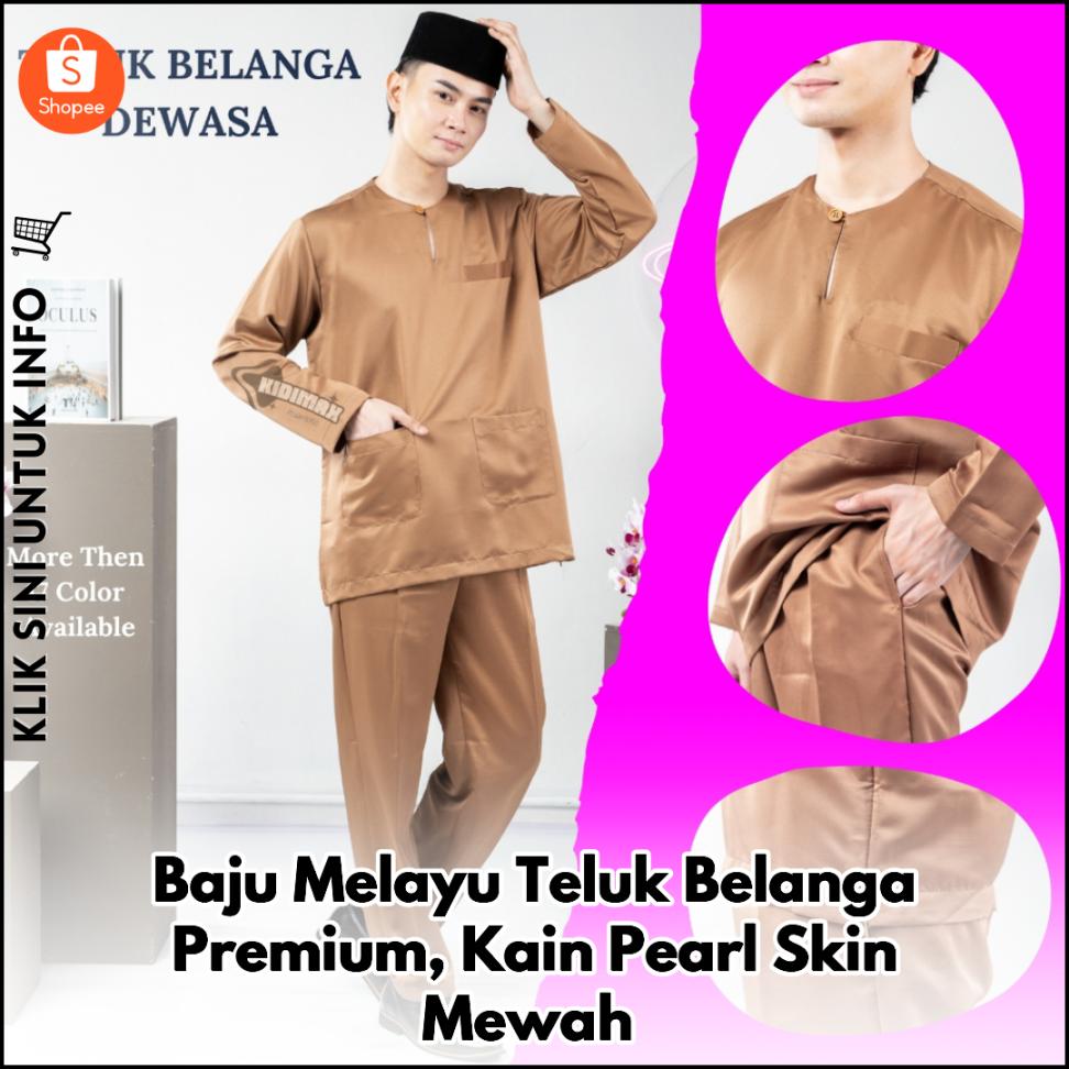 Baju Melayu Teluk Belanga Premium, Kain Pearl Skin Mewah