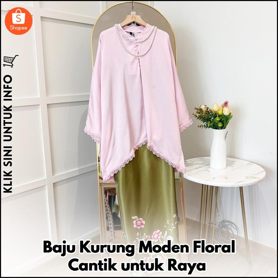 Baju Kurung Moden Floral Cantik untuk Raya
