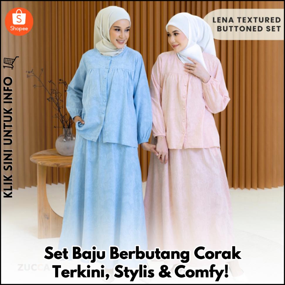 Set Baju Berbutang Corak Terkini, Stylis & Comfy!
