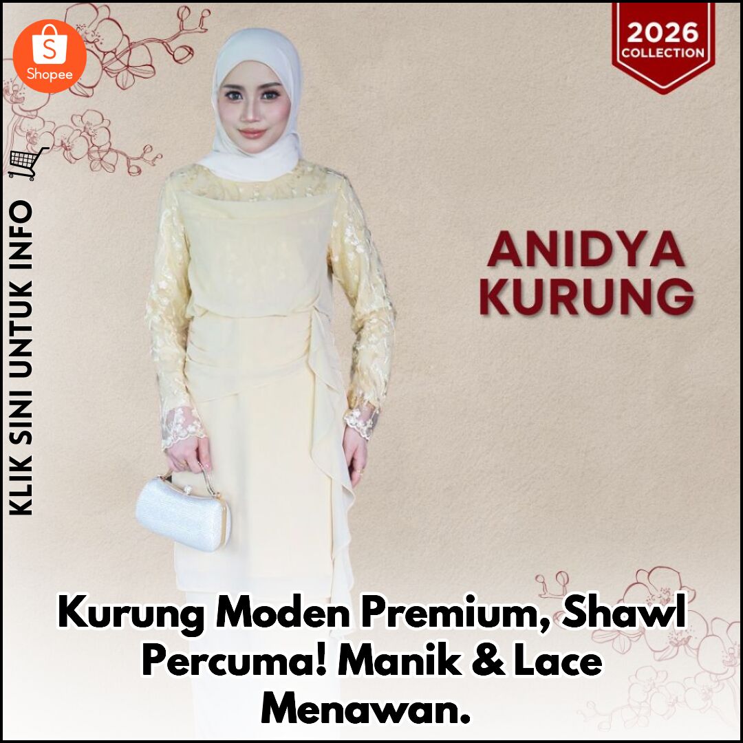 Kurung Moden Premium, Shawl Percuma! Manik & Lace Menawan.
