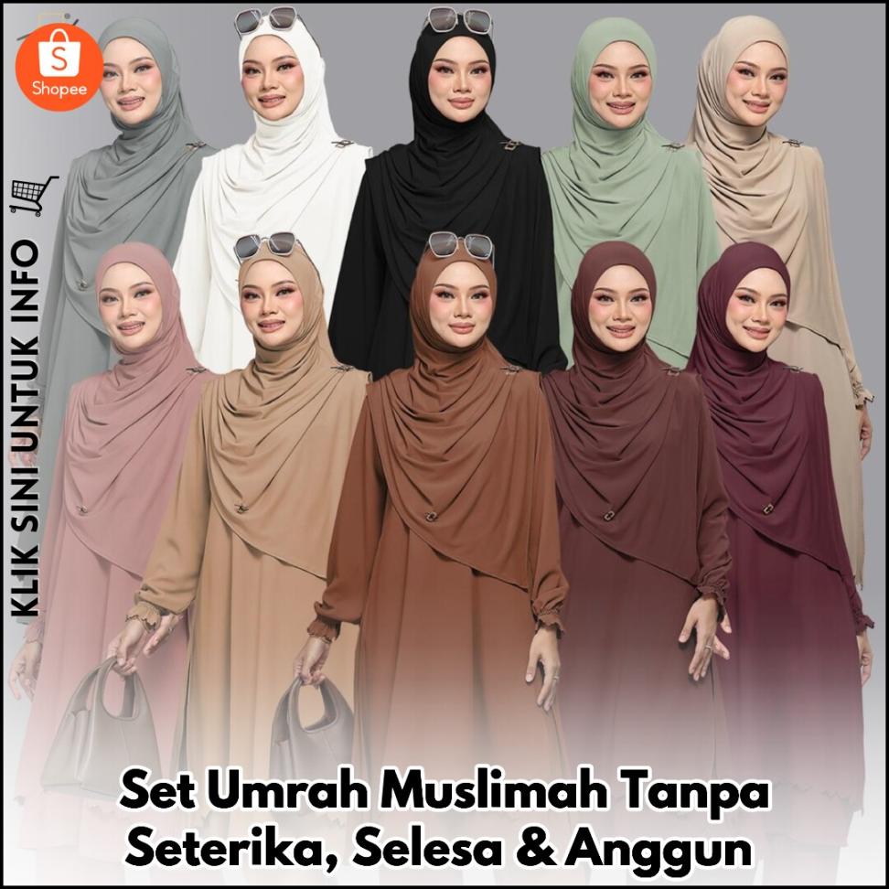Set Umrah Muslimah Tanpa Seterika, Selesa & Anggun