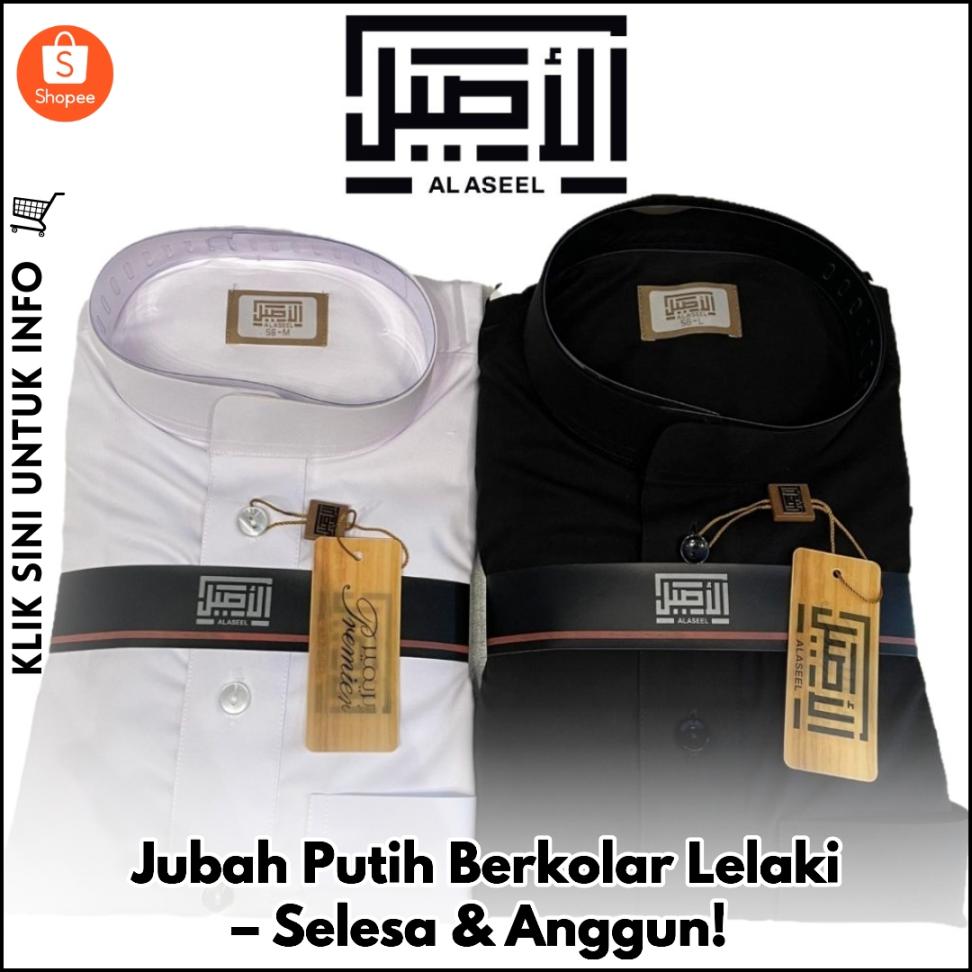 Jubah Putih Berkolar Lelaki – Selesa & Anggun!