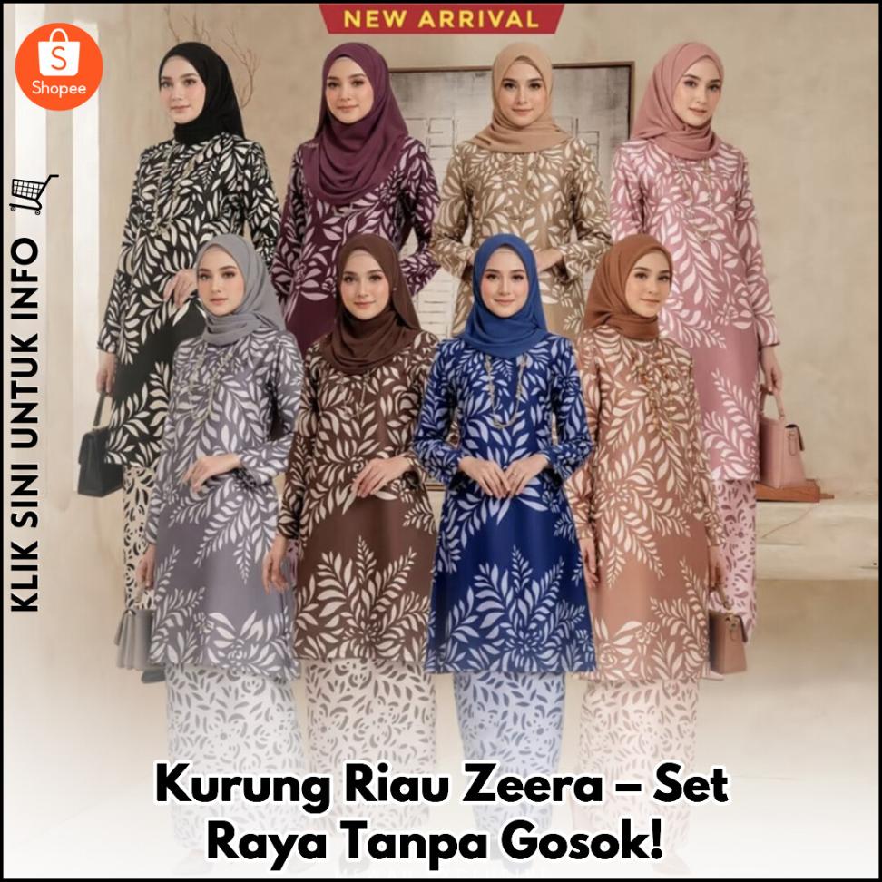 Kurung Riau Zeera – Set Raya Tanpa Gosok!