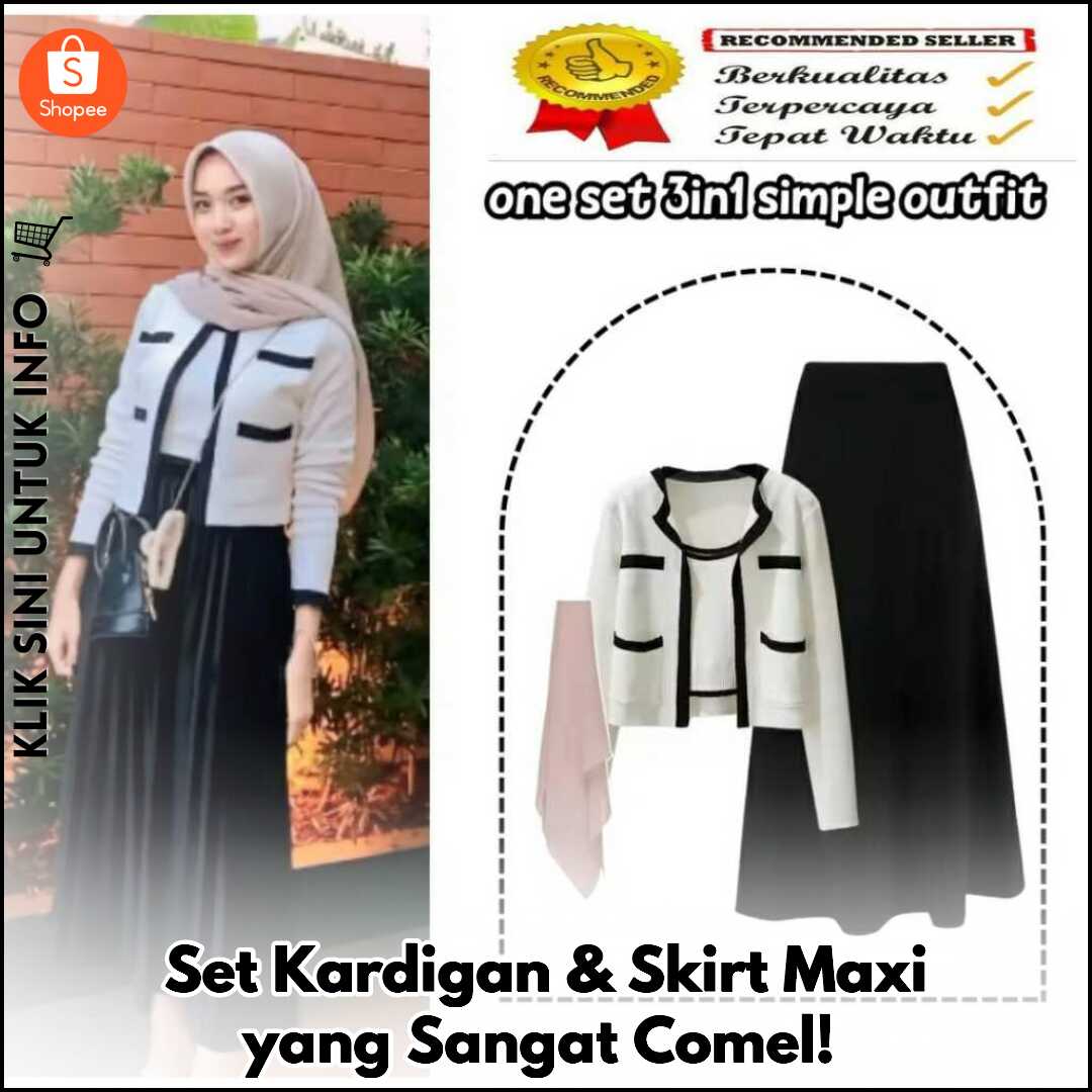 Set Kardigan & Skirt Maxi yang Sangat Comel!
