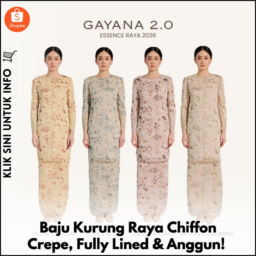 Baju Kurung Raya Chiffon Crepe, Fully Lined & Anggun!