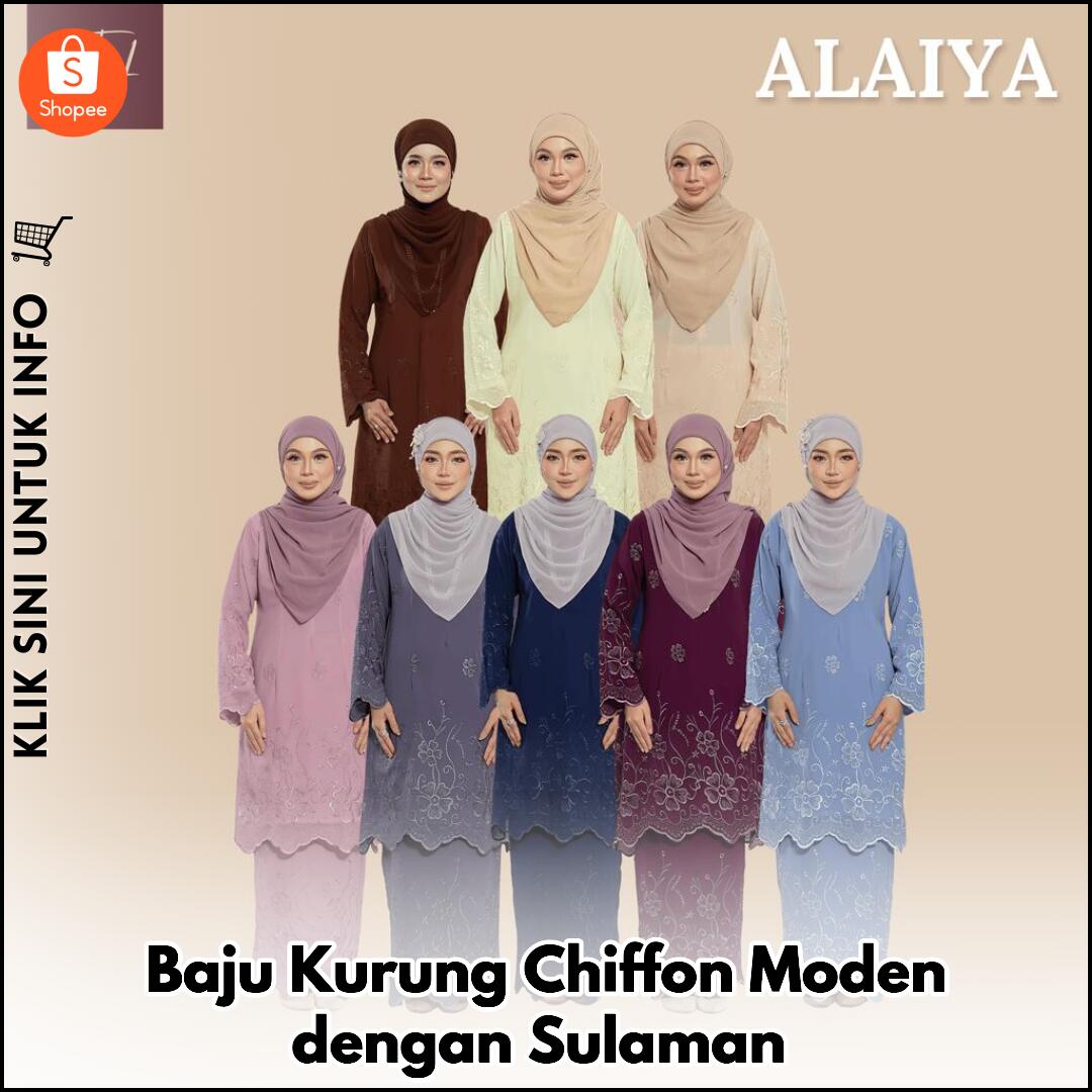 Baju Kurung Chiffon Moden dengan Sulaman