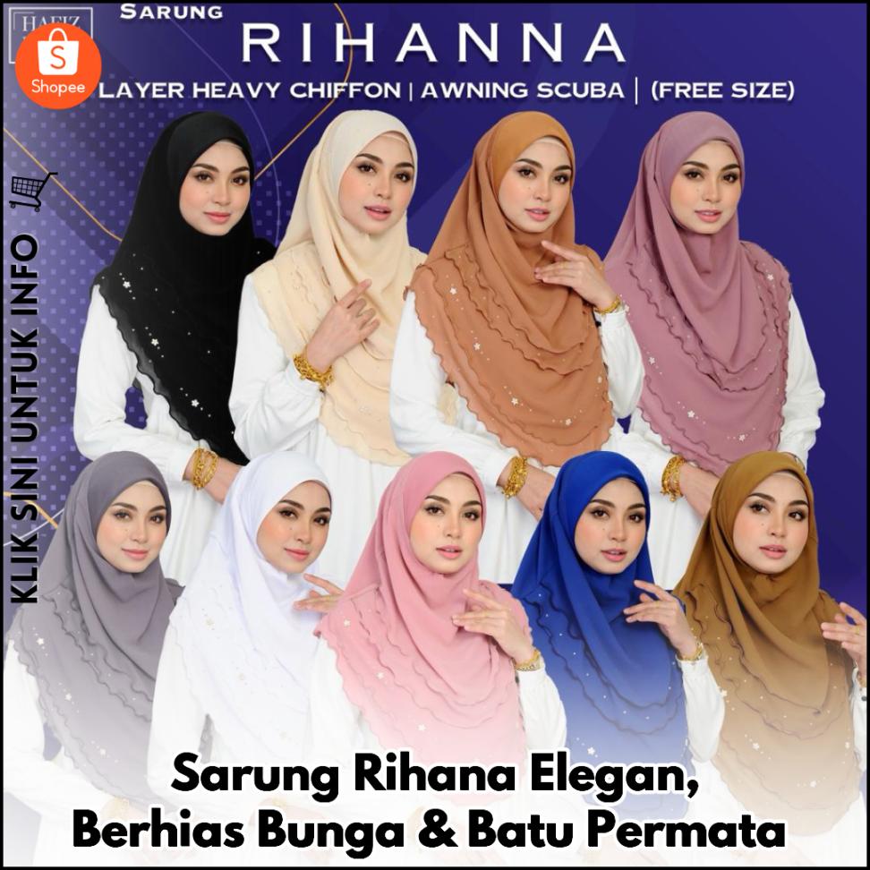 Sarung Rihana Elegan, Berhias Bunga & Batu Permata