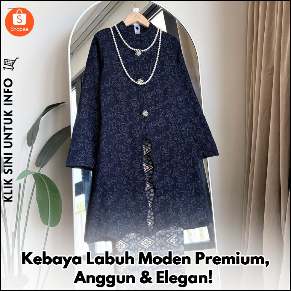 Kebaya Labuh Moden Premium, Anggun & Elegan!