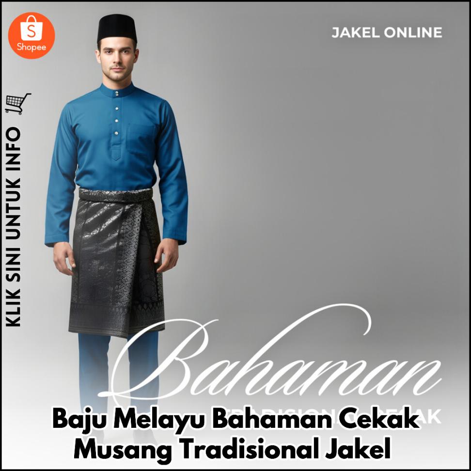 Baju Melayu Bahaman Cekak Musang Tradisional Jakel