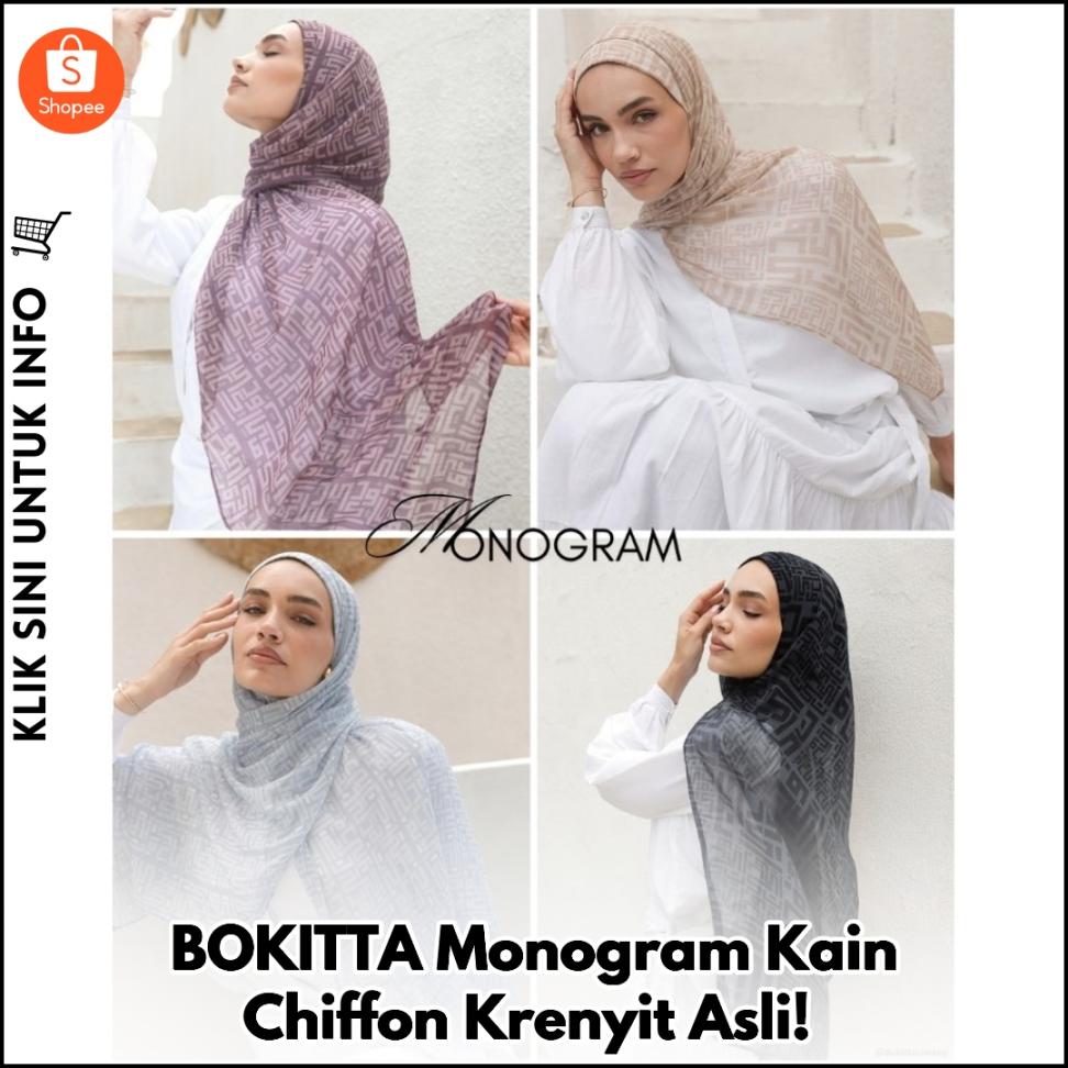 BOKITTA Monogram Kain Chiffon Krenyit Asli!