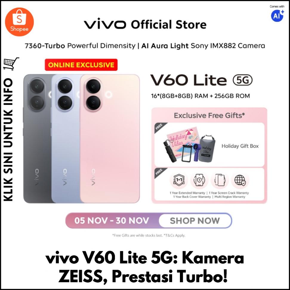 vivo V60 Lite 5G: Kamera ZEISS, Prestasi Turbo!