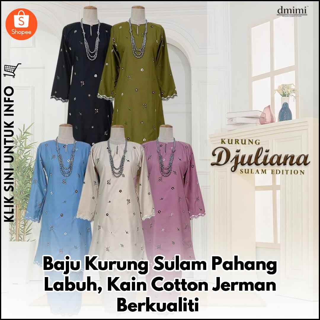 Baju Kurung Sulam Pahang Labuh, Kain Cotton Jerman Berkualiti
