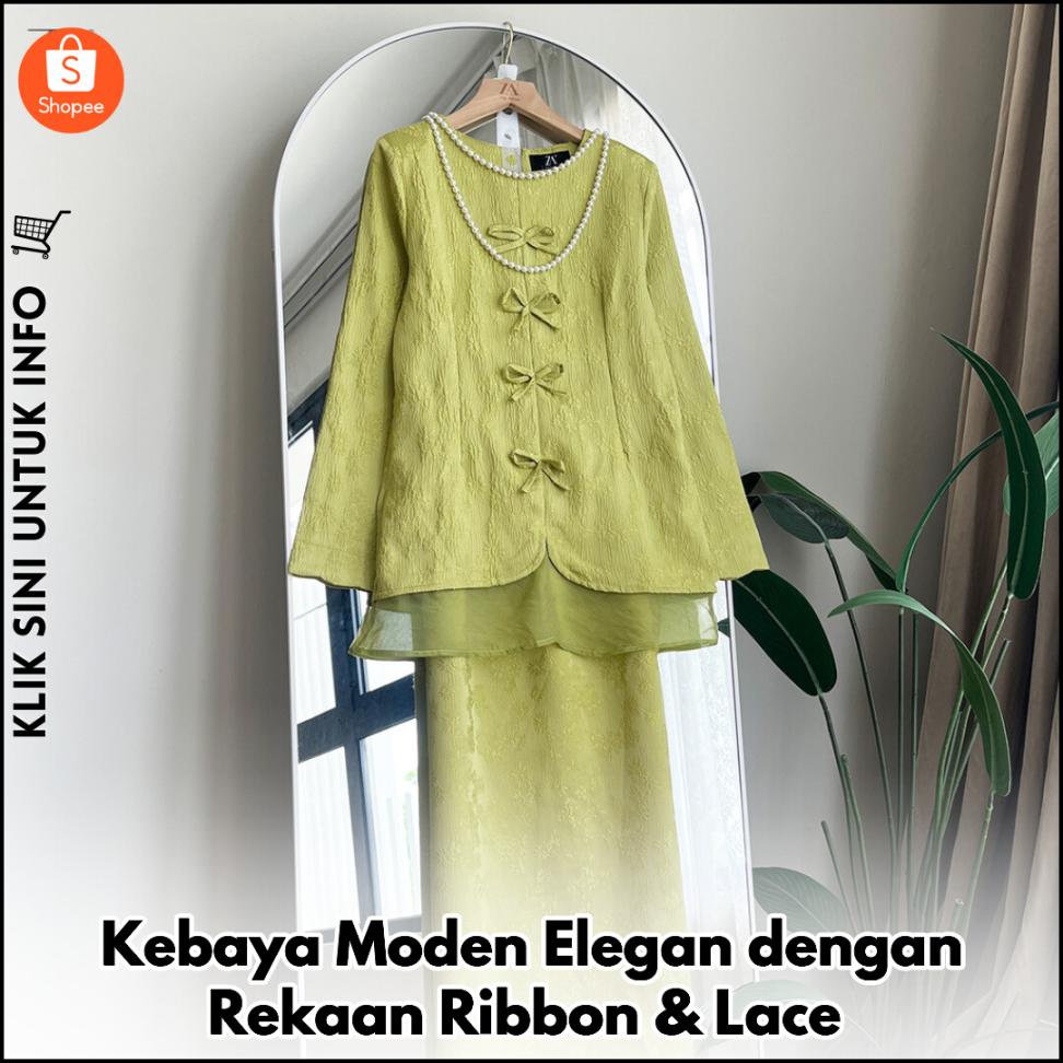 Kebaya Moden Elegan dengan Rekaan Ribbon & Lace