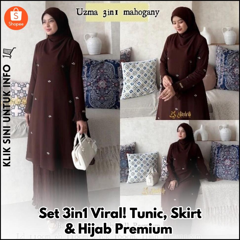 Set 3in1 Viral! Tunic, Skirt & Hijab Premium