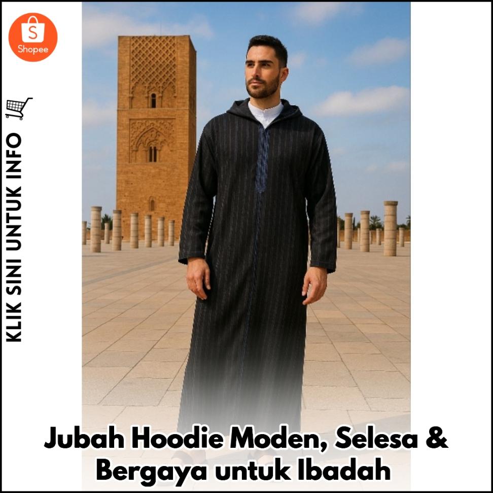 Jubah Hoodie Moden, Selesa & Bergaya untuk Ibadah