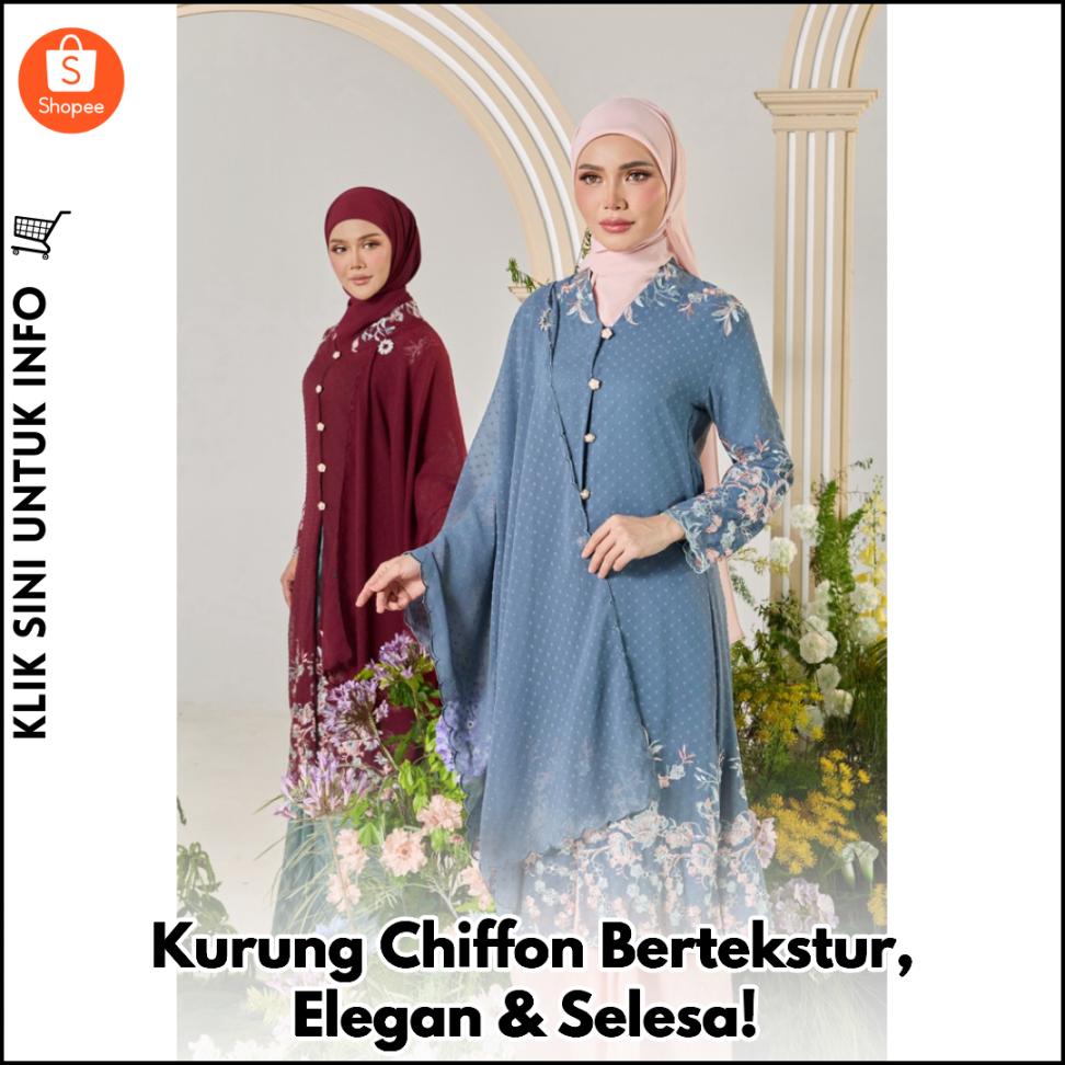 Kurung Chiffon Bertekstur Noktah, Anggun & Selesa!