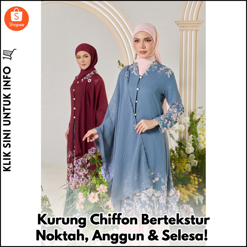 Kurung Chiffon Bertekstur Noktah, Anggun & Selesa!
