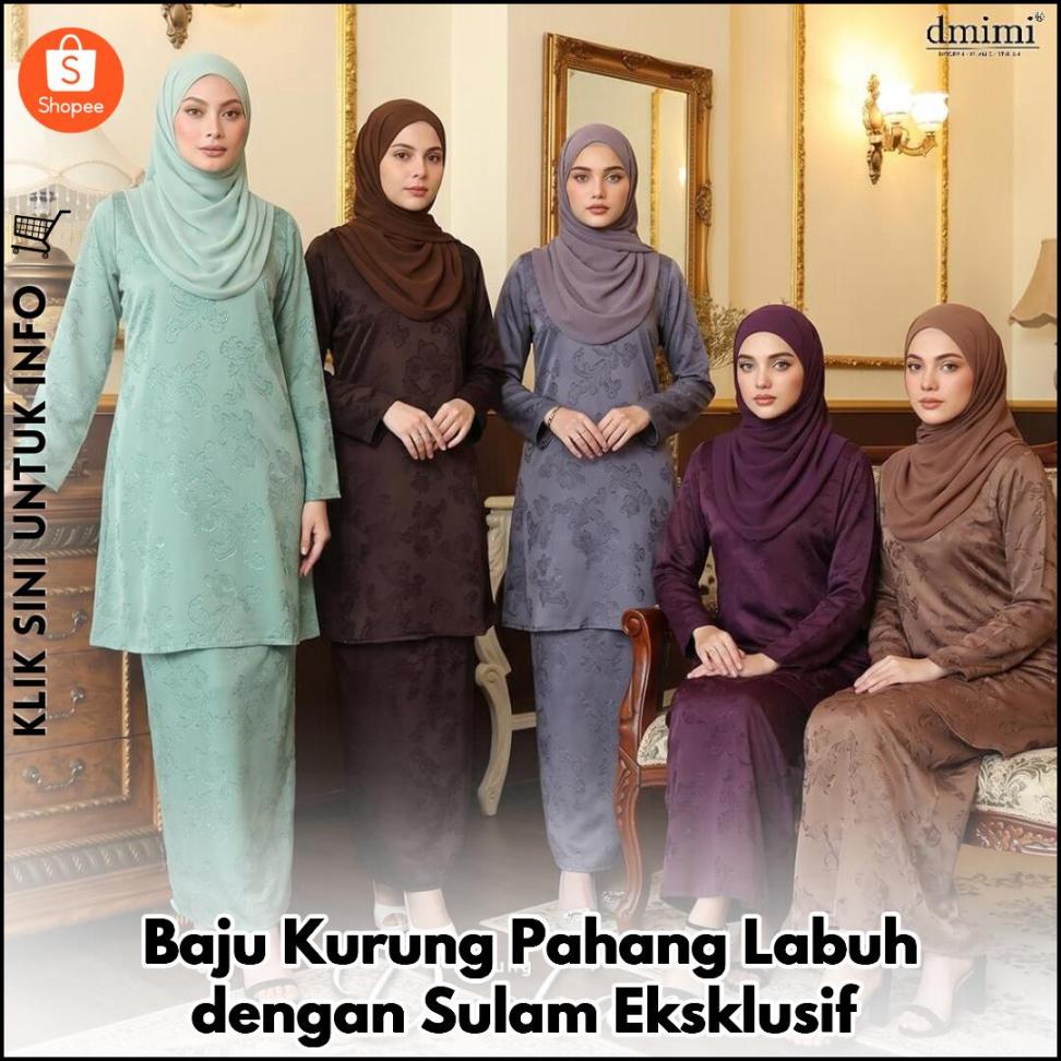 Baju Kurung Pahang Labuh dengan Sulam Eksklusif