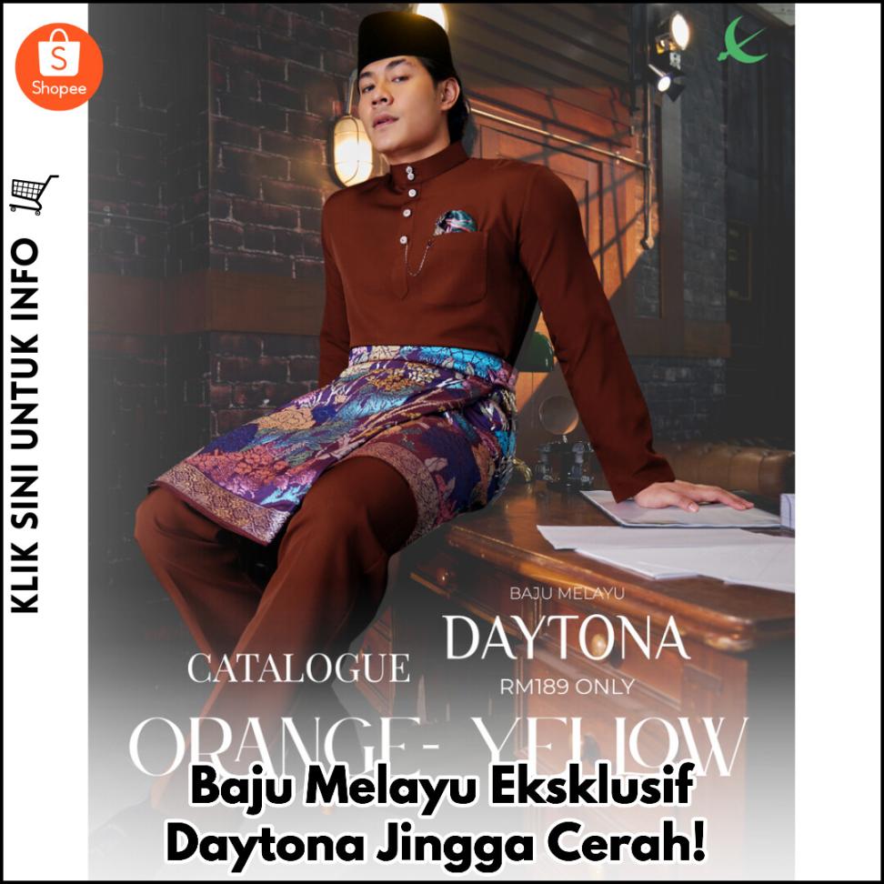 Baju Melayu Eksklusif Daytona Jingga Cerah!