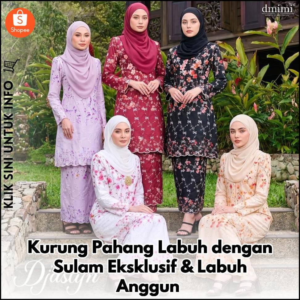 Kurung Pahang Labuh dengan Sulam Eksklusif & Labuh Anggun
