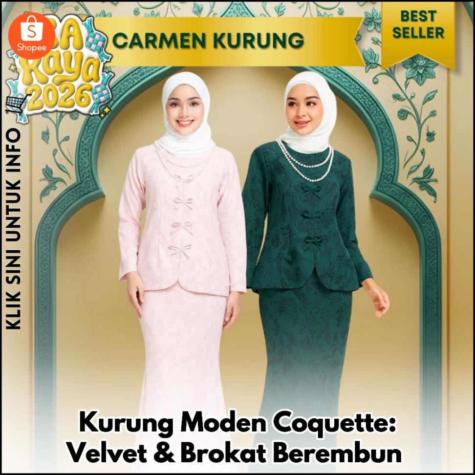 Kurung Moden Coquette: Velvet & Brokat Berembun