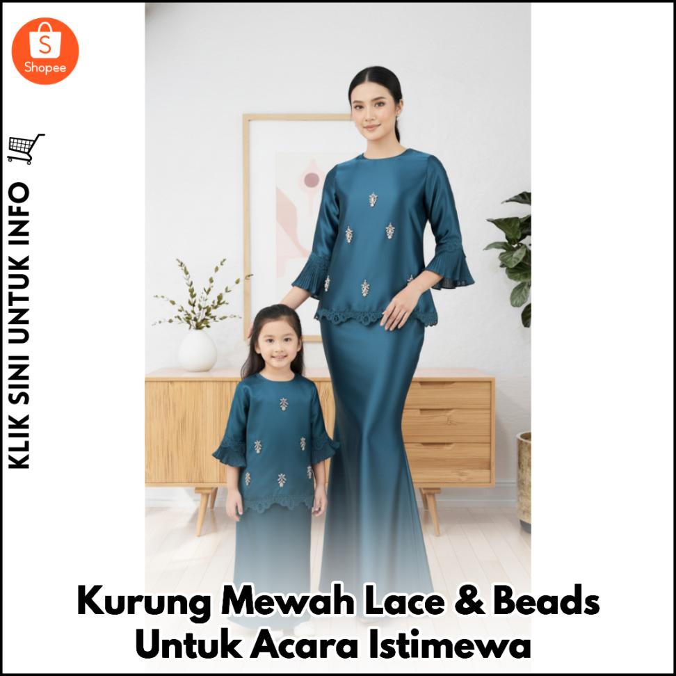 Kurung Mewah Lace & Beads Untuk Acara Istimewa