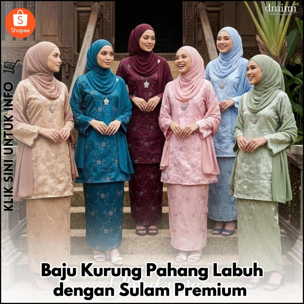 Baju Kurung Pahang Labuh dengan Sulam Premium