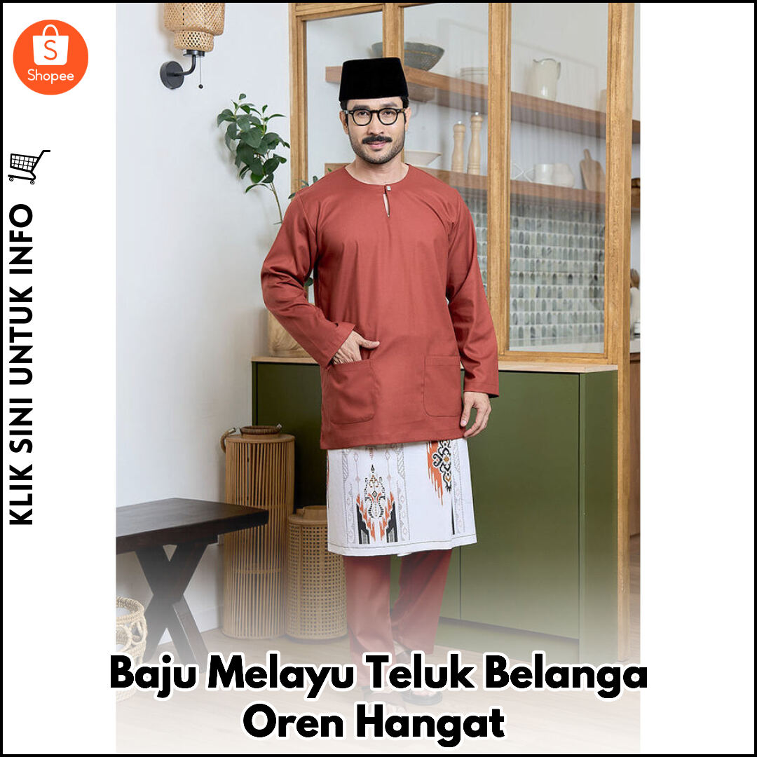 Baju Melayu Teluk Belanga Oren Hangat
