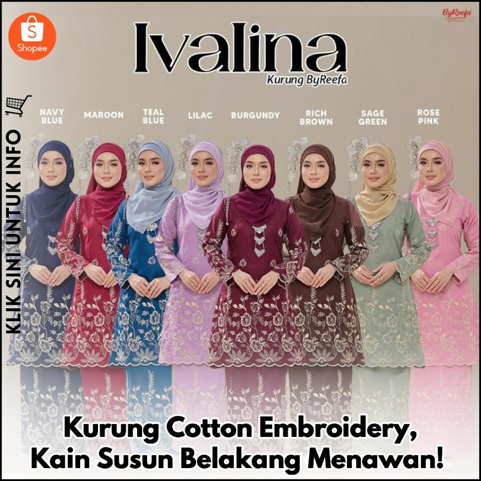 Kurung Cotton Embroidery, Kain Susun Belakang Menawan!
