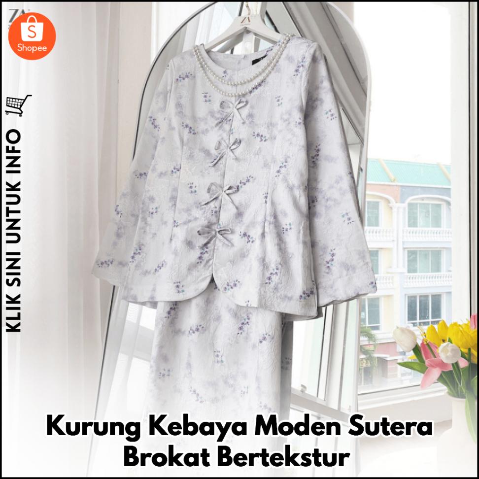 Kurung Kebaya Moden Sutera Brokat Bertekstur