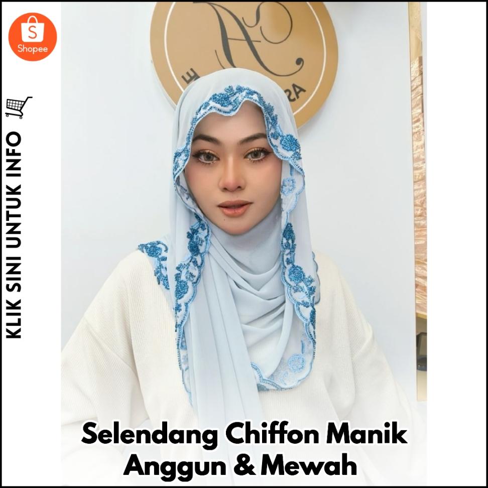 Selendang Chiffon Manik Anggun & Mewah