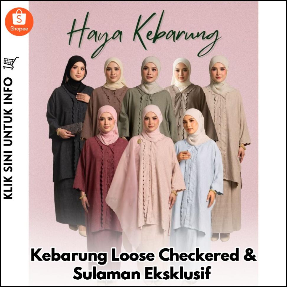Kebarung Loose Checkered & Sulaman Eksklusif