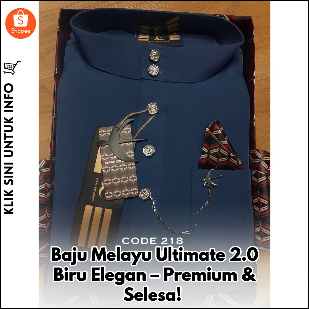 Baju Melayu Ultimate 2.0 Biru Elegan – Premium & Selesa!