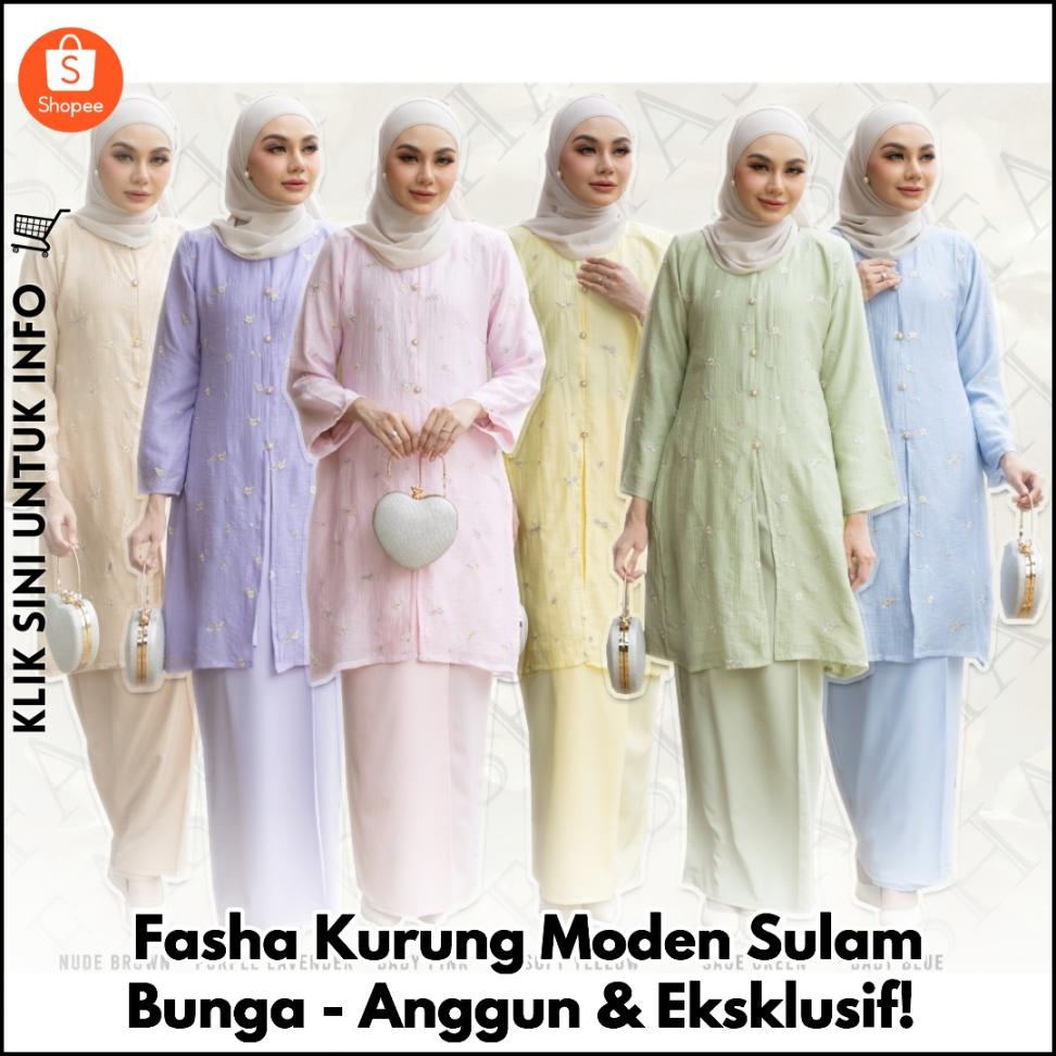 Fasha Kurung Moden Sulam Bunga - Anggun & Eksklusif!