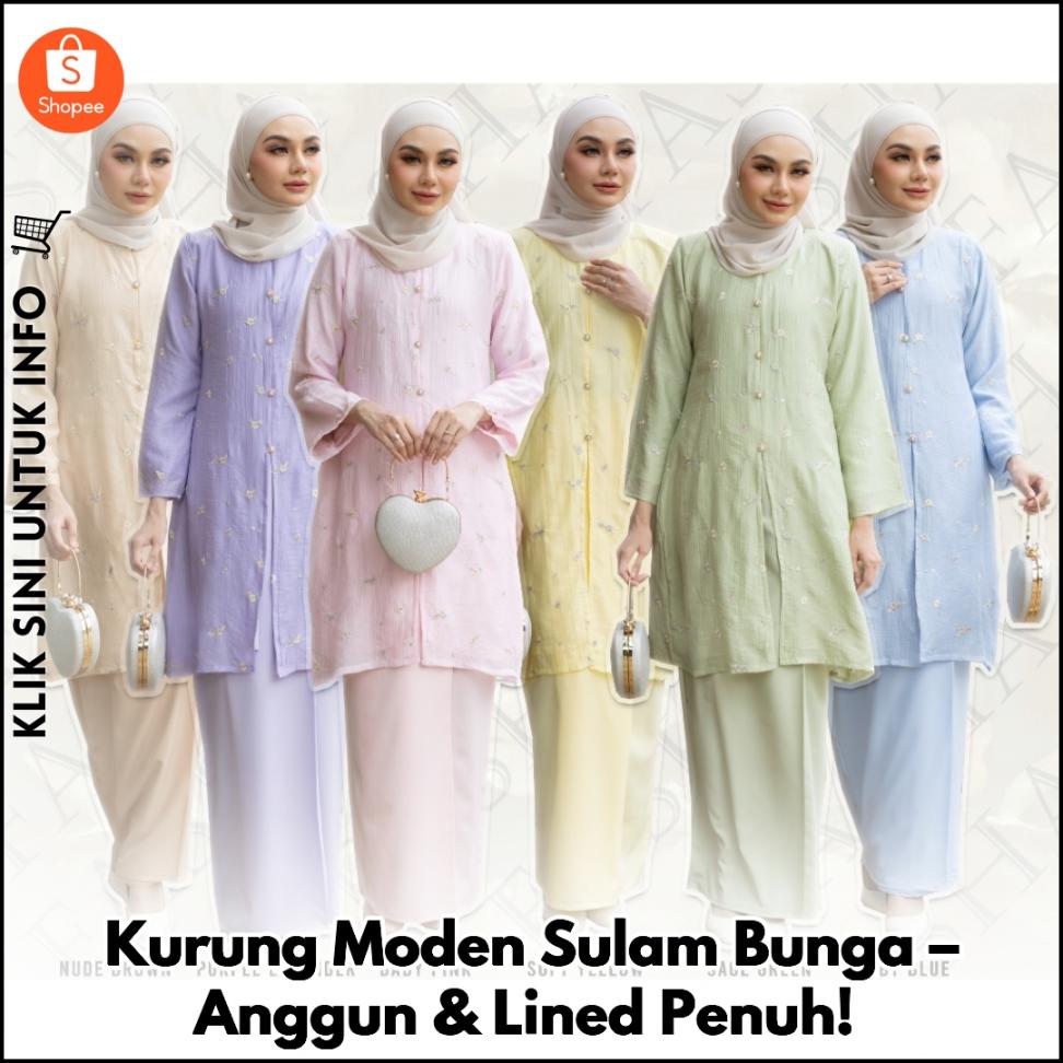 Kurung Moden Sulam Bunga – Anggun & Lined Penuh!