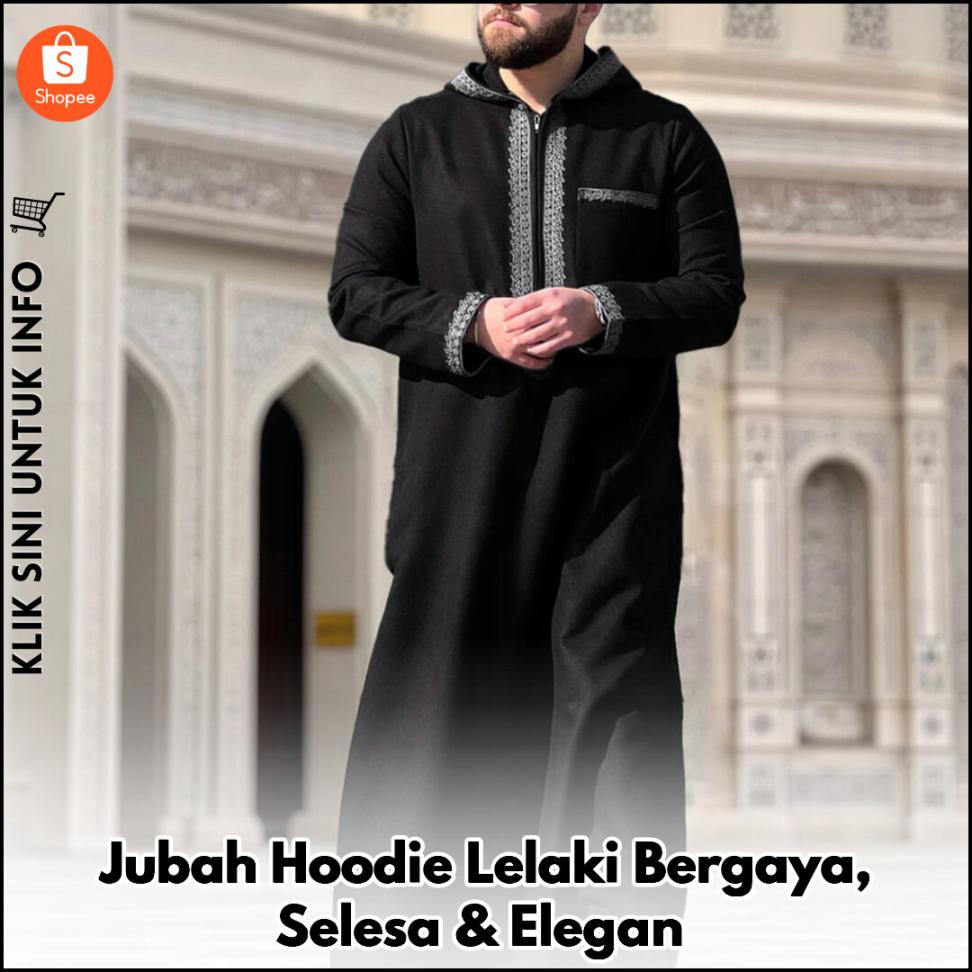 Jubah Hoodie Lelaki Bergaya, Selesa & Elegan
